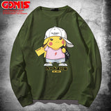 Men and Women Pokemon Pikachu Hoodie Cartoon Anime Long Sleeve T-shirt