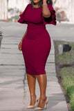 Women Plus Size Midi Dresses Slim Fit Patchwork Step Dress