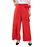 Women Plus Size Pants Spring Red Vintage Casual Trousers Wide Leg Pants