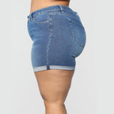 Women Plus Size Denim Shorts Stretch Shorts