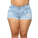 Women Plus Size Denim Shorts Fashionable High Waist Lace-up Denim Shorts