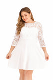 Women plus Size Dresses Fashion Back Deep V Lace Dress