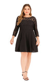 Women plus Size Dresses Fashion Back Deep V Lace Dress