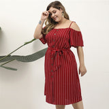 Women Plus Size Midi Dresses Spring/Summer Off-Shoulder Casual Midi Dress for Women