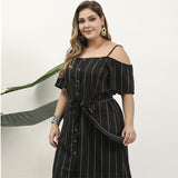 Women Plus Size Midi Dresses Spring/Summer Off-Shoulder Casual Midi Dress for Women