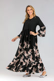 Muslim Women Stylish Kashibo Abaya Muslim Ladies Long Gown Islamic Clothing Jilbab Jalabiya Fashion Print Long Sleeve Loose Casual Plus Size Dress
