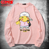 Men and Women Pokemon Pikachu Hoodie Cartoon Anime Long Sleeve T-shirt