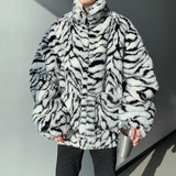 Men Dalmatian Coat Zebra Pattern Cows Pattern Fur Cotton-Padded Warm-Keeping plus Size Men