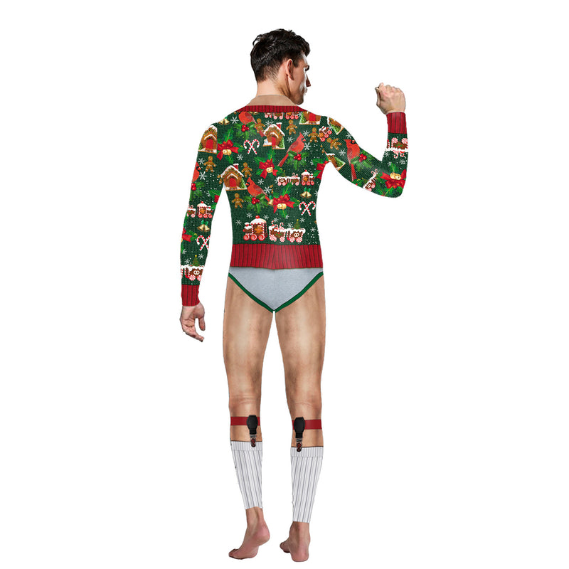 Ugly Christmas Sweater Festival Spoof 3D Digital Printing Long Sleeve One-Piece
