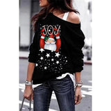 Black Christmas Sweater Santa Claus Printed Sweater