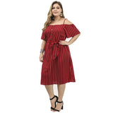 Women Plus Size Midi Dresses Spring/Summer Off-Shoulder Casual Midi Dress for Women