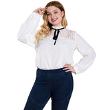 Women Plus Size Tops Spring White Long Sleeve Top