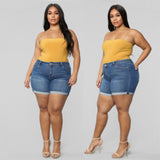 Women Plus Size Denim Shorts Stretch Shorts