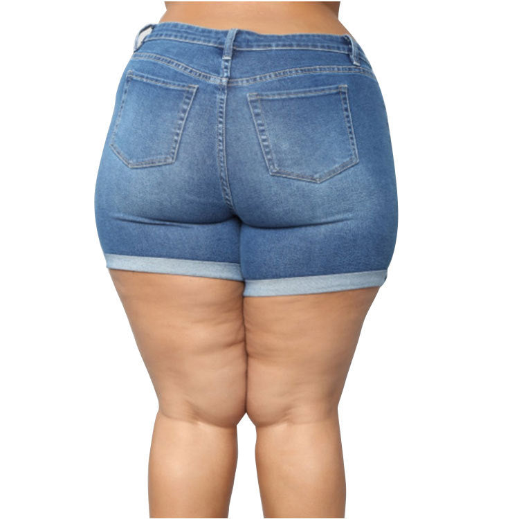 Women Plus Size Denim Shorts Stretch Shorts