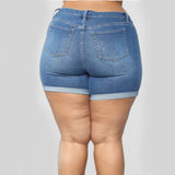 Women Plus Size Denim Shorts Stretch Shorts