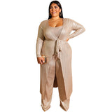 Women Plus Size Co-ords Vest Wide Leg Pants Large Coat Fashion Casual Three-Piece Suit