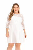 Women plus Size Dresses Fashion Back Deep V Lace Dress