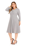 Women Plus Size Dresses Fashionable V-neck Mid-Length Knitted A- Line Dress