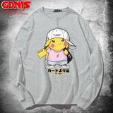 Men and Women Pokemon Pikachu Hoodie Cartoon Anime Long Sleeve T-shirt