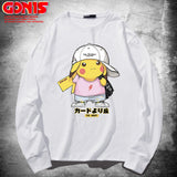 Men and Women Pokemon Pikachu Hoodie Cartoon Anime Long Sleeve T-shirt