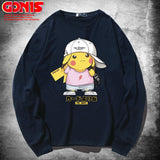 Men and Women Pokemon Pikachu Hoodie Cartoon Anime Long Sleeve T-shirt