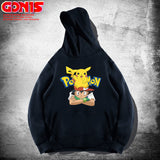 Men and Women Pokemon Pikachu Hoodie Pikachu Joint Name Sweater Jacket