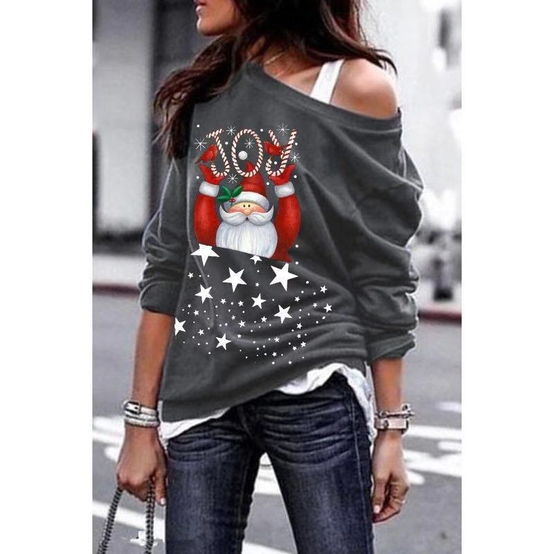 Black Christmas Sweater Santa Claus Printed Sweater