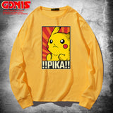 Men and Women Pokemon Pikachu Hoodie Detective Anime Long Sleeve T-shirt