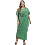 Women Plus Size Maxi Dresses Ruffle Sleeve Cartoon Printed Round Neck Dress