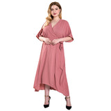 Women Plus Size Maxi Dresses Fall V-neck Strap Casual Dress