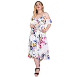 Women Plus Size Maxi Dresses Spring/Summer Off-the-Shoulder Strap Sexy V-neck Long Dress