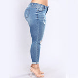 Women Plus Size Jeans Stretch Ripped Jeans for Women