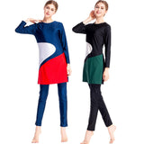 Burkini Muslim Swimwear Color Matching Beachwear Swimsuit Three-Piece Set