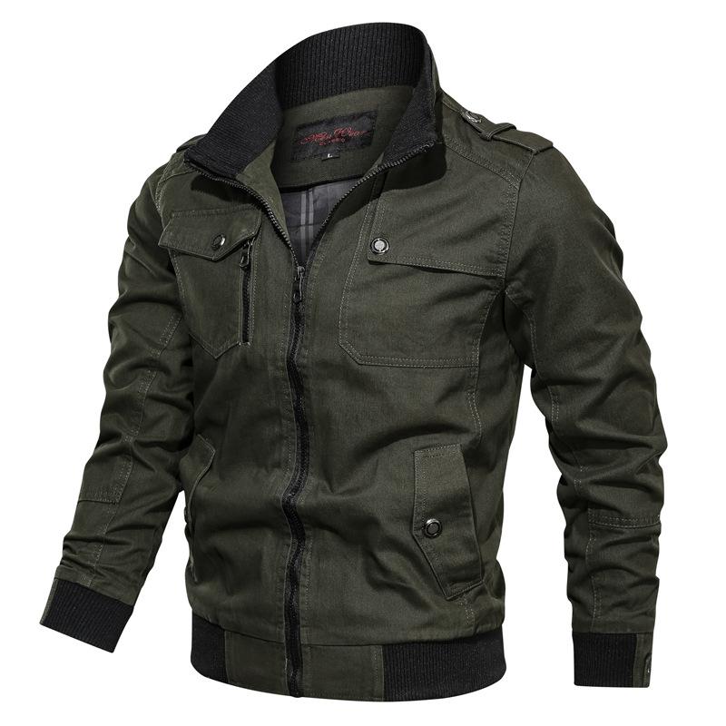 Tactics Style Men Outdoor Windproof Coat Men Casual Jacket Solid Color Jacket Zipped Stand Collar plus Size Coat for Men