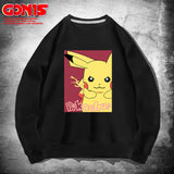 Men and Women Pokemon Pikachu Hoodie Youth Couple Loose Shoulder Clothes and Coat