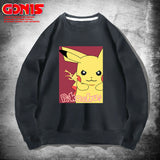 Men and Women Pokemon Pikachu Hoodie Youth Couple Loose Shoulder Clothes and Coat