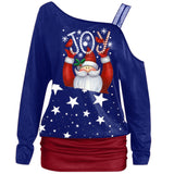 Black Christmas Sweater Christmas Print Shoulder Belt Sweater