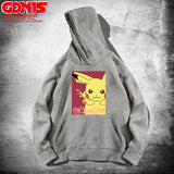 Men and Women Pokemon Pikachu Hoodie Anime Loose Shoulder Hoodie Long Sleeve Coat
