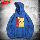 Men and Women Pokemon Pikachu Hoodie Anime Loose Shoulder Hoodie Long Sleeve Coat
