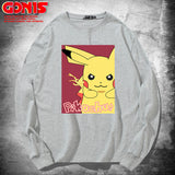 Men and Women Pokemon Pikachu Hoodie Anime Long Sleeve T-shirt