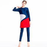 Burkini Muslim Swimwear Color Matching Beachwear Swimsuit Three-Piece Set