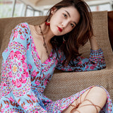 Beth Dutton Bohemian Dress Winter Autumn Midi Dresses Vacation Style Fp Vintage Positioning Print Dress