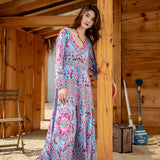 Beth Dutton Bohemian Dress Winter Autumn Midi Dresses Vacation Style Fp Vintage Positioning Print Dress