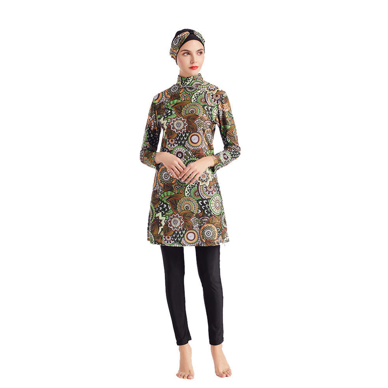 Burkini Swimwear Muslim Fashion Outfits Printed Conservative Swimwear