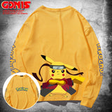 Men and Women Pokemon Pikachu Hoodie Pikachu Joint Name Long Sleeve T-shirt