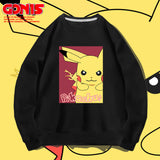 Men and Women Pokemon Pikachu Hoodie Youth Couple Loose Shoulder Clothes and Coat