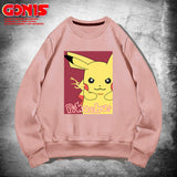Men and Women Pokemon Pikachu Hoodie Youth Couple Loose Shoulder Clothes and Coat