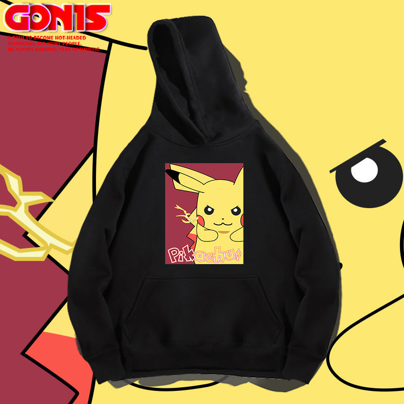 Men and Women Pokemon Pikachu Hoodie Anime Loose Shoulder Hoodie Long Sleeve Coat