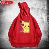 Men and Women Pokemon Pikachu Hoodie Anime Loose Shoulder Hoodie Long Sleeve Coat