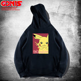 Men and Women Pokemon Pikachu Hoodie Anime Loose Shoulder Hoodie Long Sleeve Coat